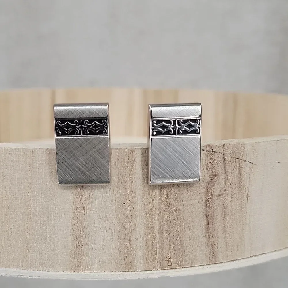 SWANK Vintage Cuff Links Silver toned Rectangle